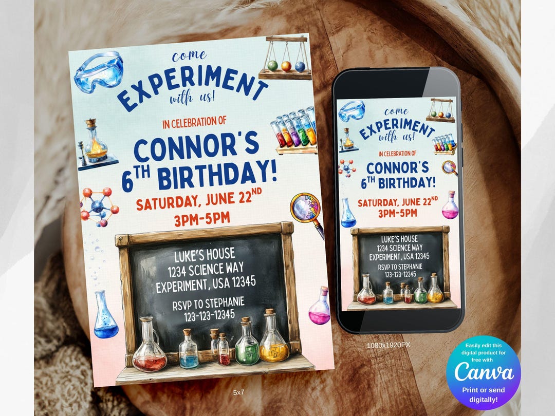 Editable Science Birthday Invitation, Lab Theme (digital Download) - Etsy