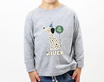 Personalized Toddler Puppy Dog Birthday Long Sleeve Tee, Kids Let's Pawty Tee, Dog Birthday Tee, Let's Paw-ty Birthday, Bad TWO The Bone Tee