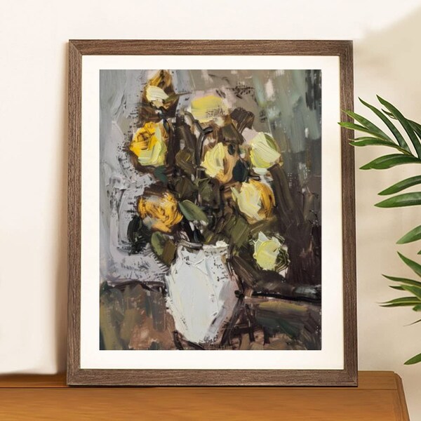 French Decor Flower Oil Painting Vintage Moody Wall Art Vintage Home Decor Digital PRINTABLE