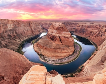 Impresión fotográfica del atardecer en Horse Shoe Bend: Paisaje de Arizona (impresión digital)