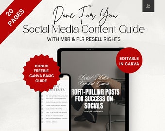 Done For You: Social Media Content Guide | Instagram Hooks & Prompts | Passive Profit Posts | Digital Marketing | DFY Resell Rights