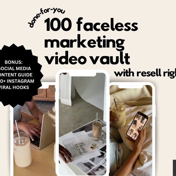100 Faceless Video Reel Vault | Done-For-You Video Content | Faceless Digital Marketing | Master Resale Rights | MRR