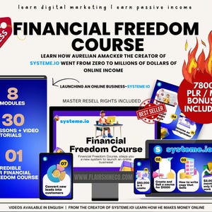 Financial Freedom Course Systeme IO Master Resell Rights Digital Marketing Passive Income Training & 14 MRR Guides Launch an Online Business