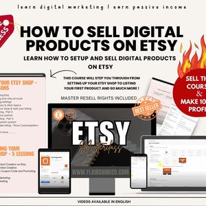 How to sell Digital Products on Etsy Course Digital Marketing Course Sell on Etsy Tricks with FIVE BONUSES Master Resell Rights MRR & Plr