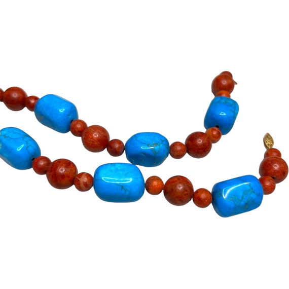 Vintage 18 inch Turquoise And Red Agate Necklace … - image 6