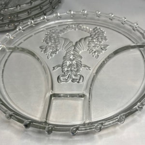 Set of Four Vintage Walther Jeanette Cornucopia Divided 11 inch Heavy Glass Plates Excellent Condition