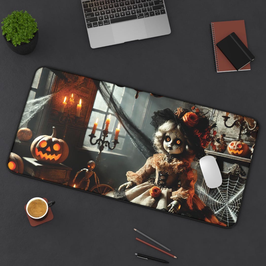 Haunted Doll Desk Pad: Victorian Gothic Halloween Computer Mat - Etsy