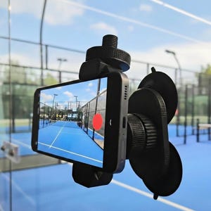 Soporte para teléfono de pádel para grabación de vídeo - Ajustable 360 grados - Soporte para teléfono de pádel - Soporte para teléfono de squash - Graba partidos de pádel