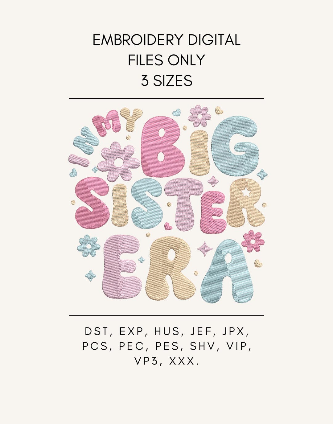 In My Big Sister Era Embroidery Design | Big Sister Announcement File ...
