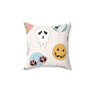 Minimalist Halloween Spun Polyester Square Pillow - 100 percent polyester cover - 100 percent polyester pillow included - Double Sided Print