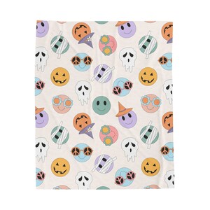 Halloween Velveteen Plush Blanket - Three Sizes - 30 by 40in - 50 by 60in - 60 by 80in - 100 percent polyester - One Sided Print
