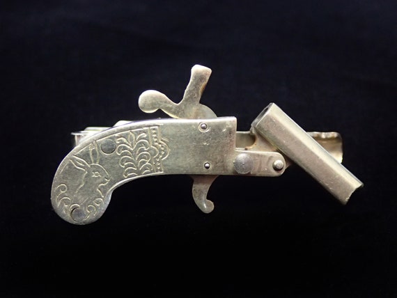Vintage pistol tie clip, flintlock tie clip. - image 3