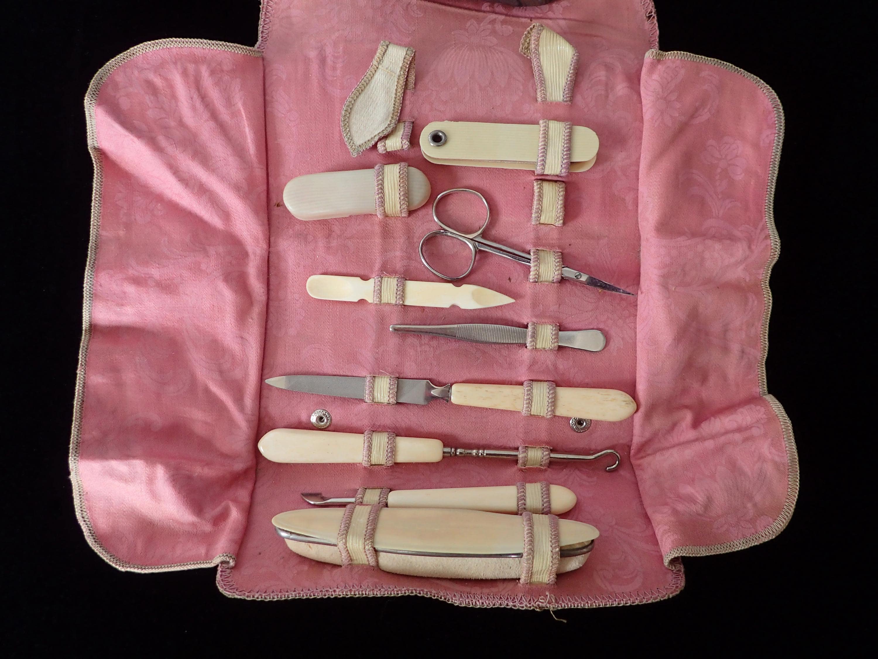 Victorian Manicure Antique Grooming Set, Victorian Case 