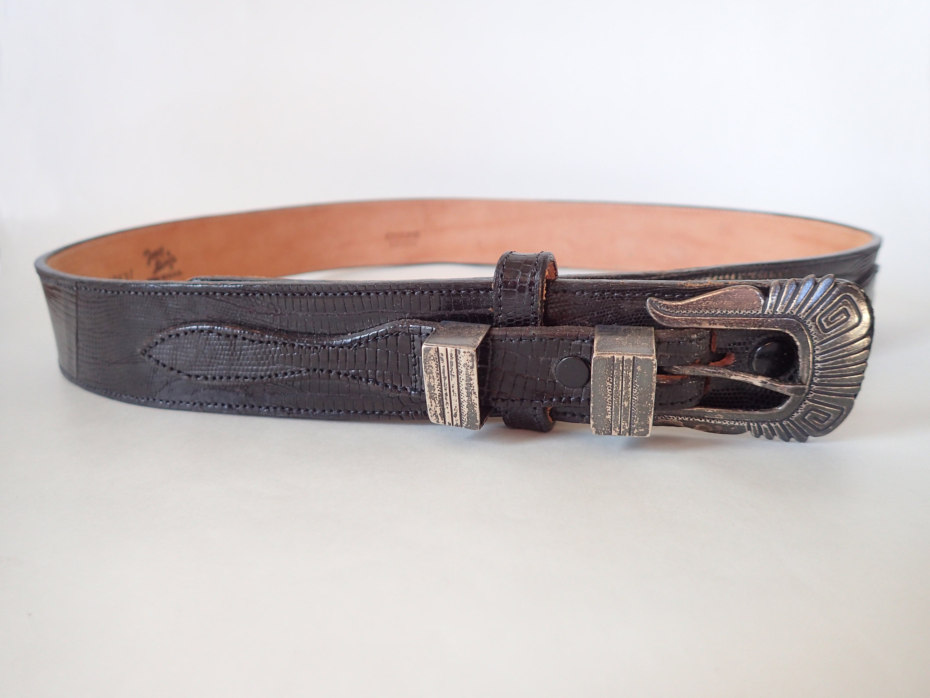 Vintage Tony Lama Lizard Belt With Tommy Singer Sterling  display picture 1