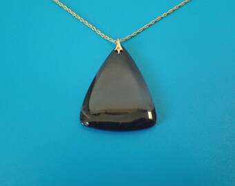 Black Alaska Jade Pendant with Gold Filled Necklace