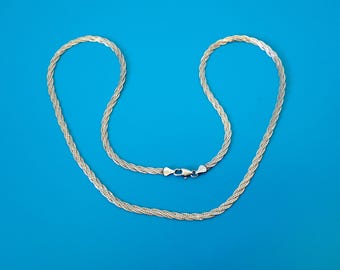 Vintage 23" Sterling Silver Braided Necklace. 925 Milor, Italy