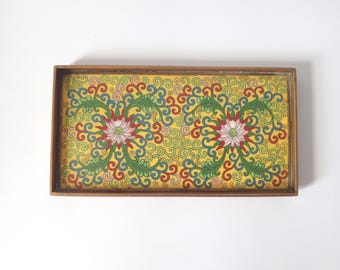 Vintage Chinese Floral Cloisonne Tray
