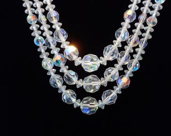 Vintage Aurora Borealis Crystal Necklace