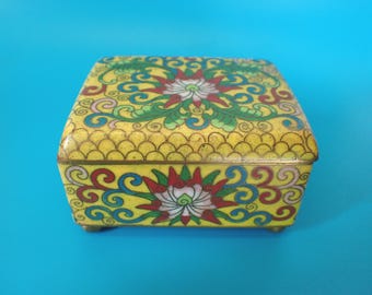 Vintage Chinese Cloisonne Trinket Box Jewelry Box