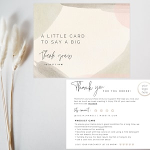 Editable Thank you Card and Care Instructions for Small Business |  Care Instructions for Shirt | Small Business Supplies