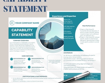 編集可能な能力ステートメントテンプレート：Canvaビジネス概要（デジタルダウンロード）