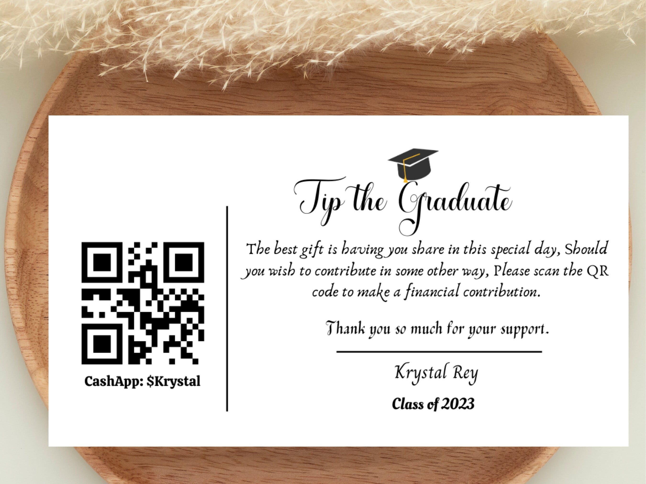 Tip the Graduate Insert Card: Graduation QR Code Template (digital) - Etsy