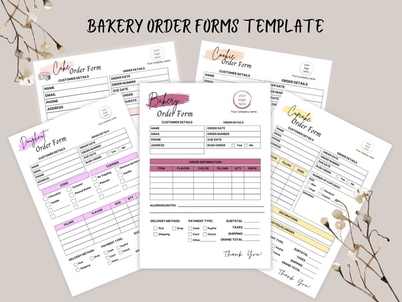 Cookie Order Form Template, Bakery Order Forms. Cupcake Order Form