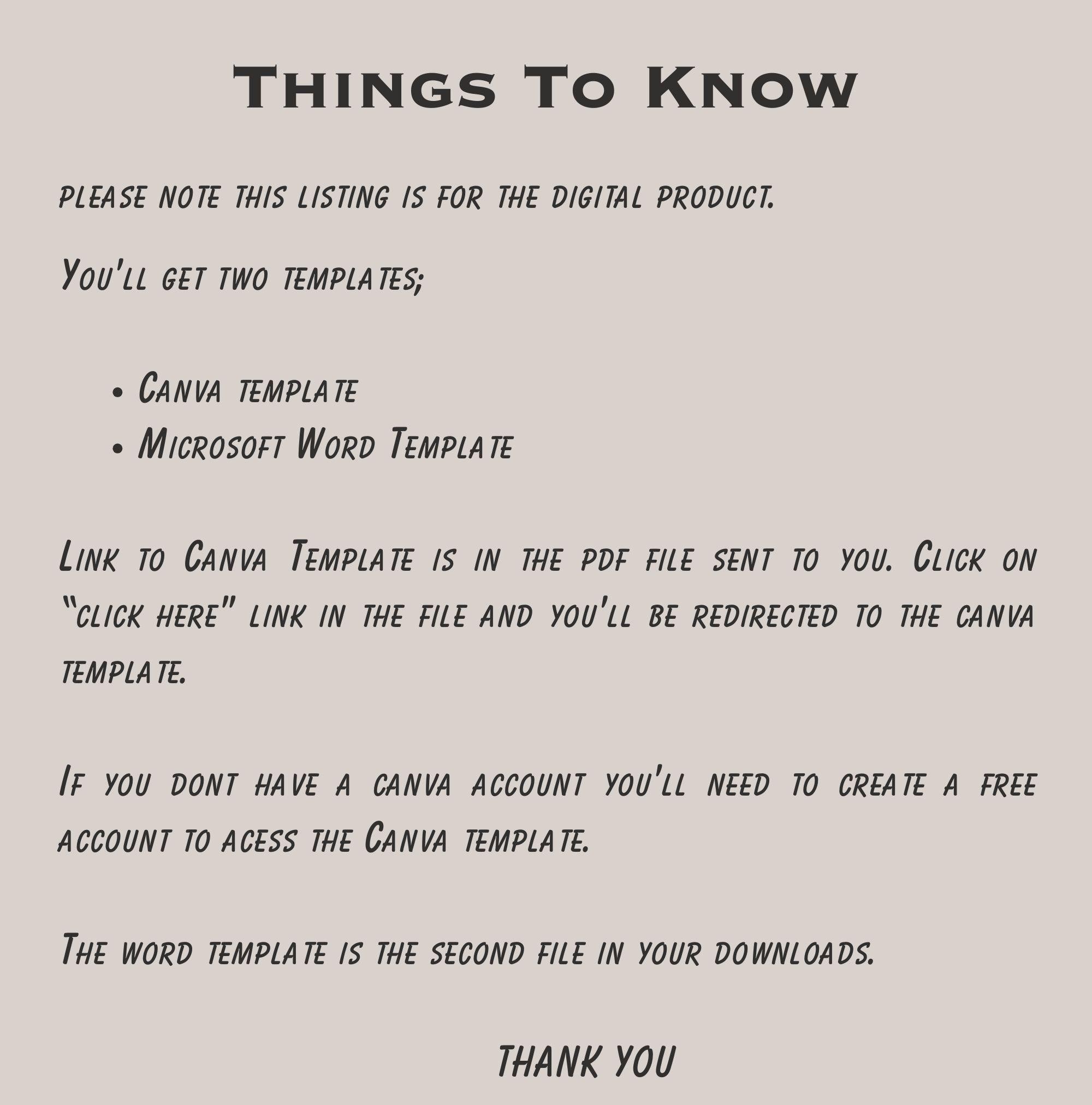 Personal Reference Letter Template: Editable Word & Canva (digital ...