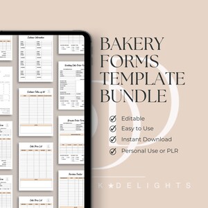 Bäckerei Bestellformular, bearbeitbares Bäckerei Business Template Bundle, Bäckerei Rechnungsvorlage Cookie Bestellformular | Kuchen Bestellschein