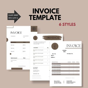 Editable Invoice Template for Small Business, Canva Design - Etsy