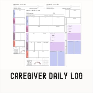 Printable Caregiver Daily Log Sheet | Caregiver Daily Task Log | Elderly Care Checklist | Printable Caregiver Daily Log