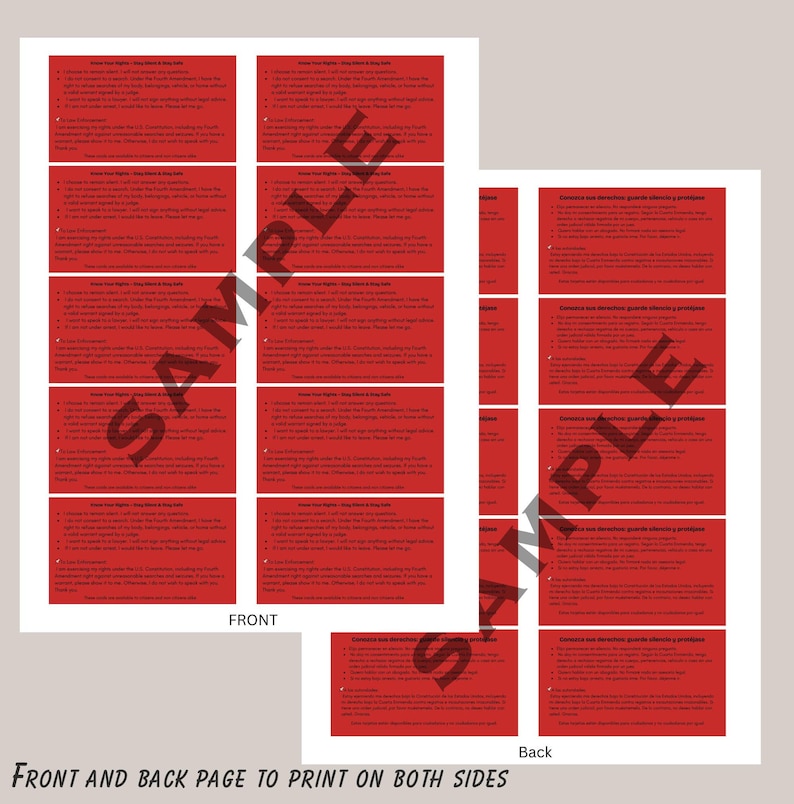 Immigration Rights Red Cards Printable (instant Download) - Etsy