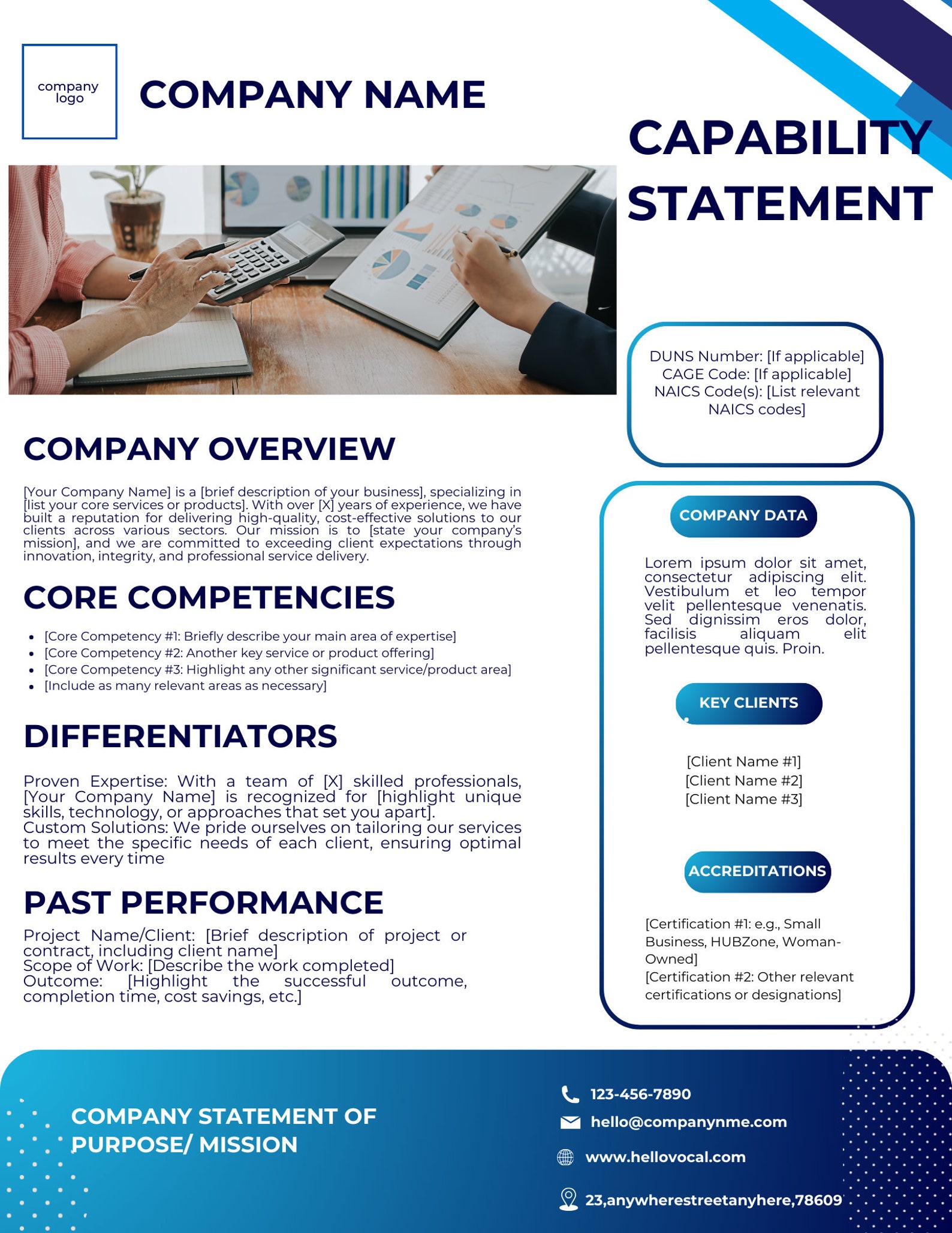 Editable Capability Chart Editable Capability Statement Template: Government Contracting (canva ...