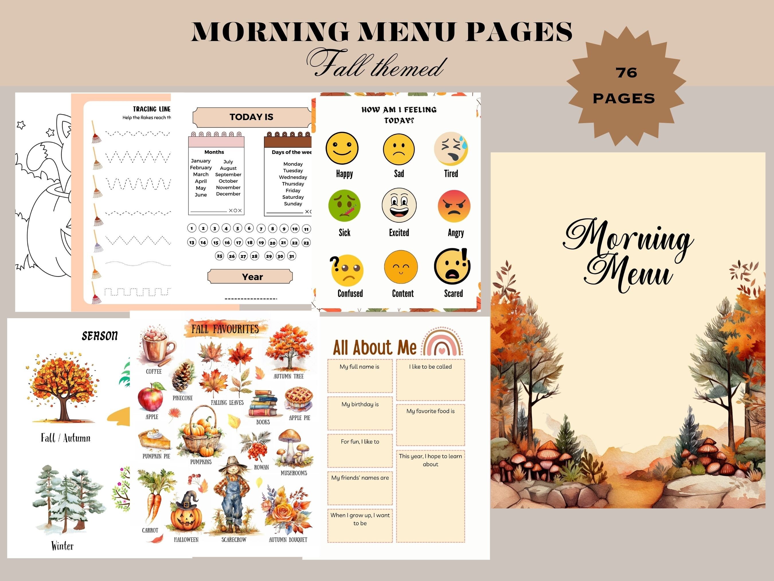 Morning Menu Simple Pastel Edition preschool Kindergarten, Toddler Morning  Menu, Morning Baskets, Homeschool Binder Inserts 