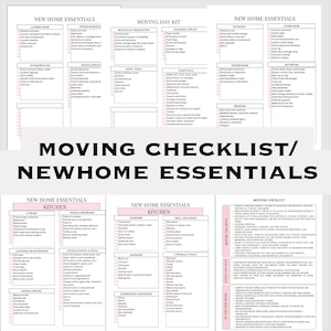 Moving Checklist, New Home Essentials Checklist, New Home Planner, New Apartment Checklist, First Home Checklist