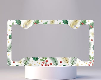 License Plate Frame, Bright Christmas Seamless Pattern 8, Car decor gift