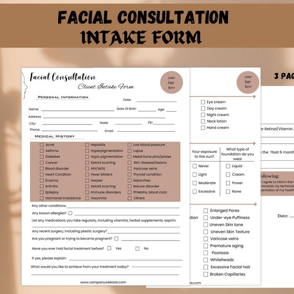 Skin Care Intake Form - Etsy