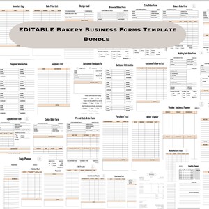 Bearbeitbares Bäckerei Business Template Bundle | Bäckerei Rechnungsvorlage | Preisliste Vorlage | Kuchenbestellschein Bäckerei Bestellschein Vorlage