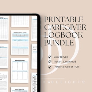 Printable Caregiver Logbook | Family Medical Binder | Caregiver Daily Task Log | Elderly Care Checklist | Printable caregiver|