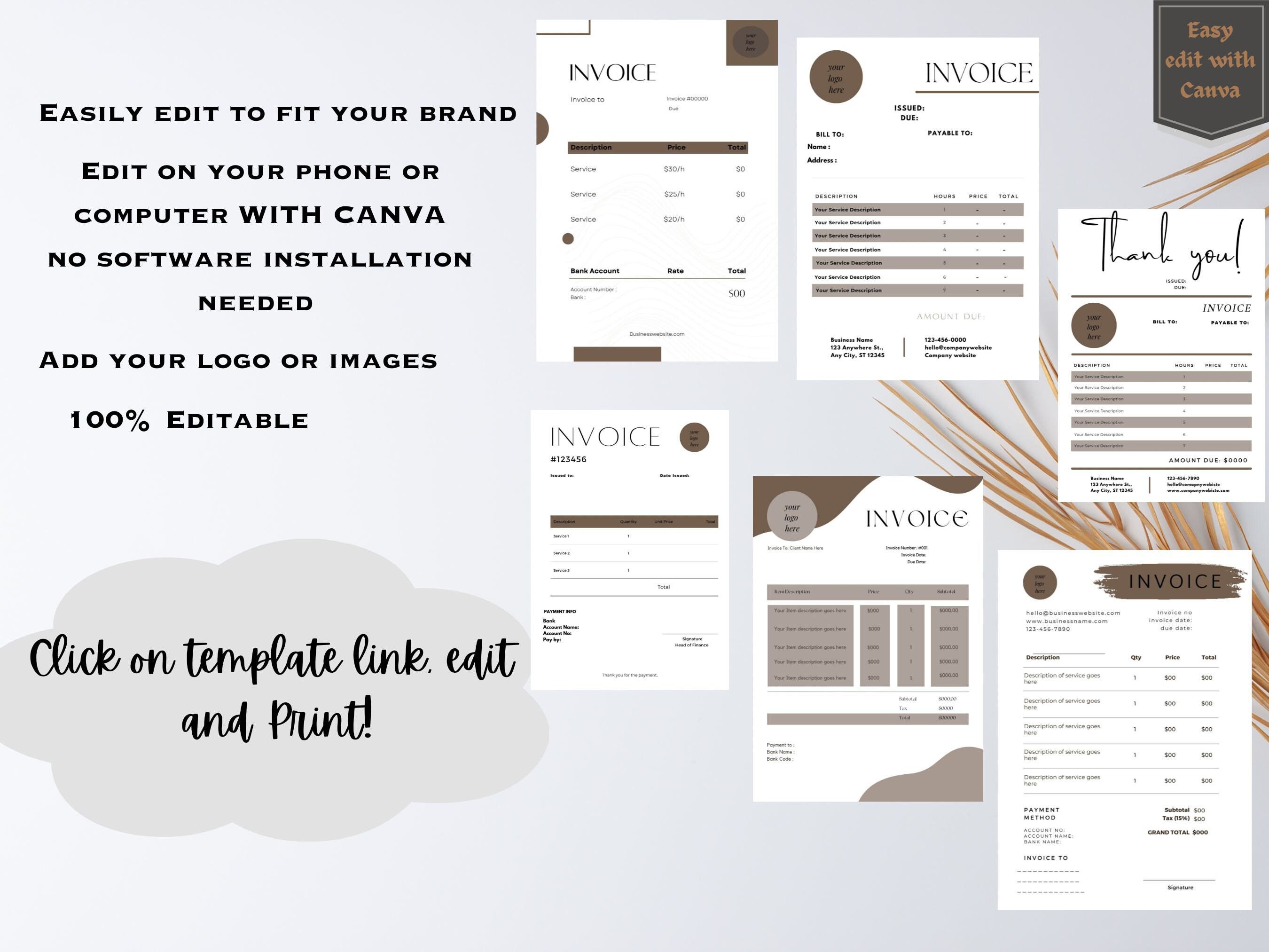 Invoice Template | Editable Invoice Template for Small Business | Small ...