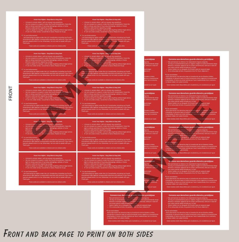 Immigration Rights Red Cards Printable (instant Download) - Etsy