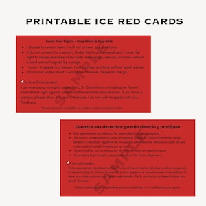 Cartes rouges de l'immigration à imprimer, Tarjetas Rojas, Carte rouge de l'immigration PDF à imprimer à la demande, Téléchargement instantané