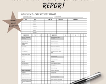 Printable Caregiver Daily Log: Home Health Care Activity Report (PDF)