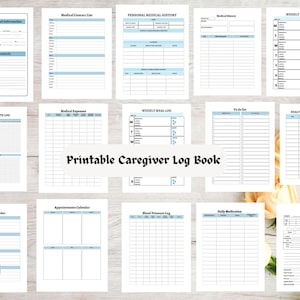 Printable Caregiver Logbook | Family Medical Binder | Caregiver Daily Task Log | Elderly Care Checklist | Printable caregiver daily log