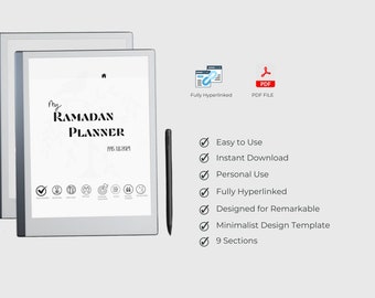 Ramadan Planner, Hyperlinked Planner, Remarkable 2 Template,  Daily Prayer Tracker - Perfect for Ramadan Preparation