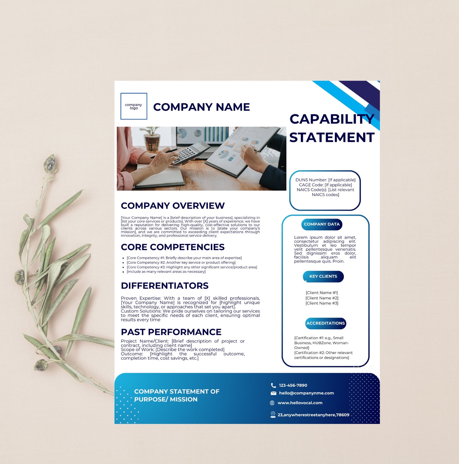Editable Capability Statement Template: Government Contracting (canva ...