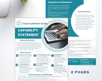 IT Company Capability Statement Template: Editable Canva Design (8.5x11) (Digital Download)