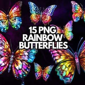 Clip art Schmetterlinge Regenbogen Clipart Bundle Transparenten Hintergrund Kostenlose Kommerzielle Nutzung Abstrakt Bunt Png 300dpi Wunderlich Verzauberte Kunst