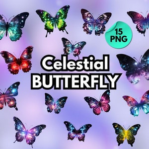 Clip Art Schmetterling Galax, y Nebel-Raum, 300dpi digitale Grafiken für Karten, Scrapbooking, Einladungen Kommerzielle Nutzung, Schmetterling Sublimation