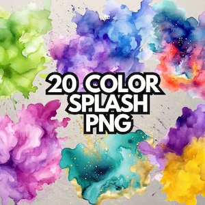 Aquarelle clipart, usage commercial, téléchargement immédiat, splash couleur Png, clipart png coloré, conception graphique, éléments colorés